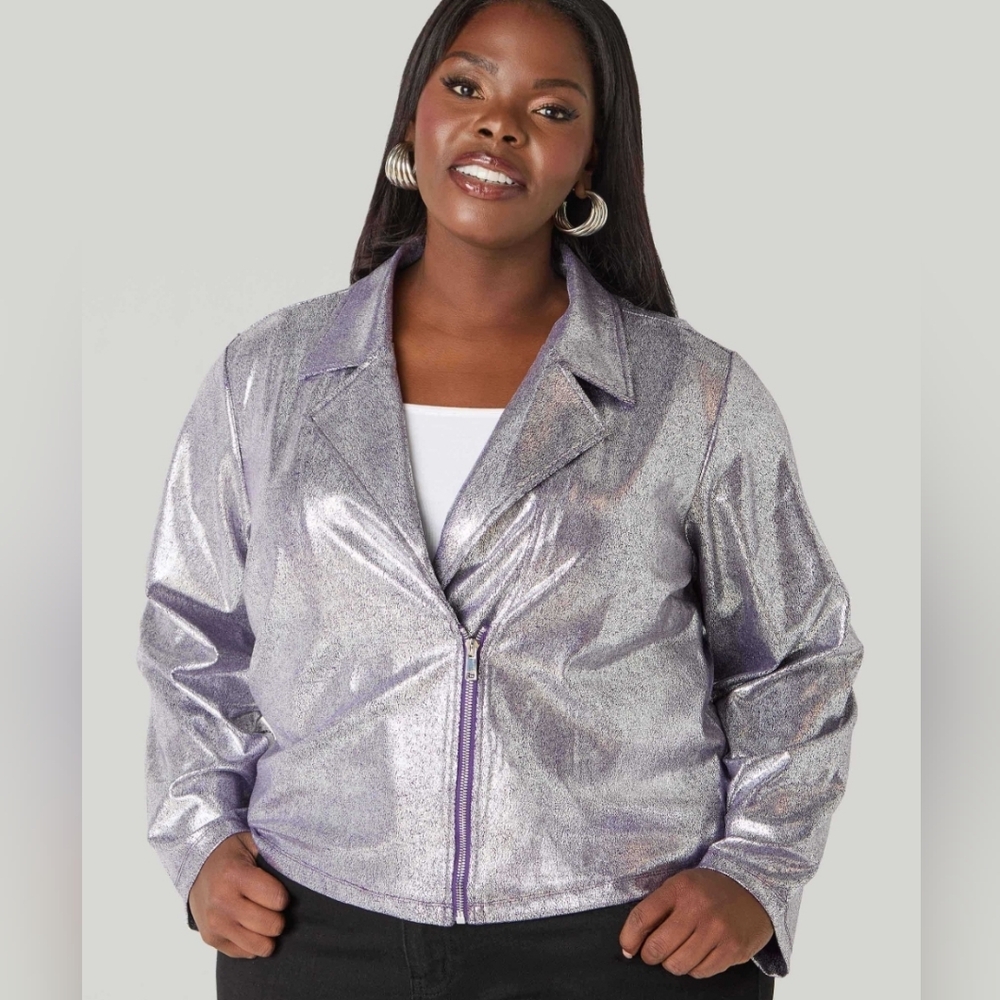 NWT Women’s Metallic Petunia Moto Jacket